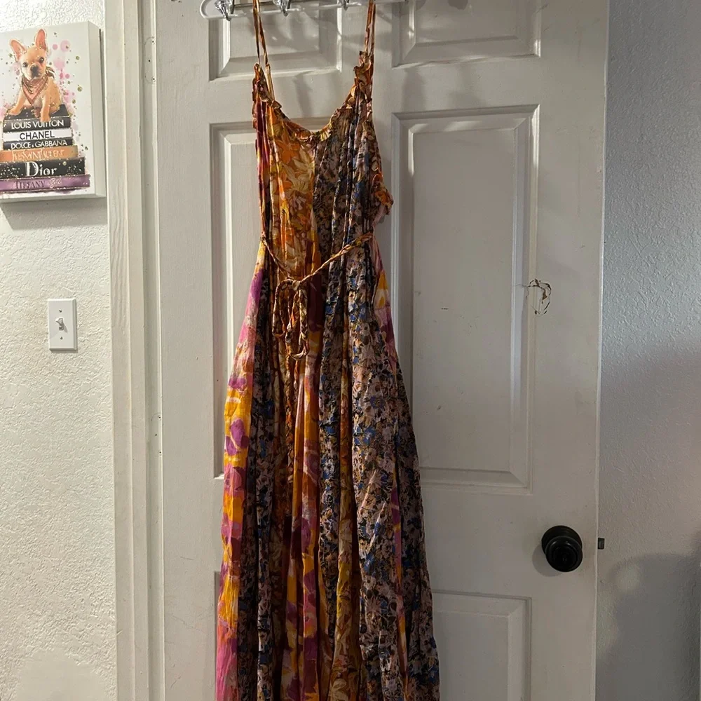 Free People Floral Patchwork Maxi Dress in Mustard, Pink & Blue - Picture 1 of 3